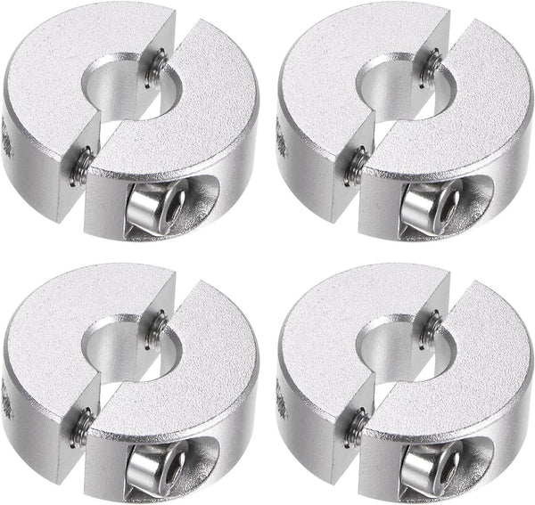 4pcs Double Split Shaft Collar Set for 8mm Shaft, 25mm OD, 10mm Width, Clamp-On Collars for Machine Tools