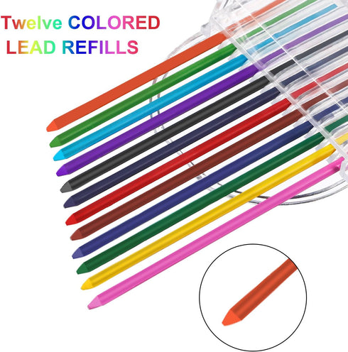 JOVITEC 3 Pieces 2.0 mm Mechanical Pencil with Color and Black Cases - Refills for Students & Teachers, Draft Drawing