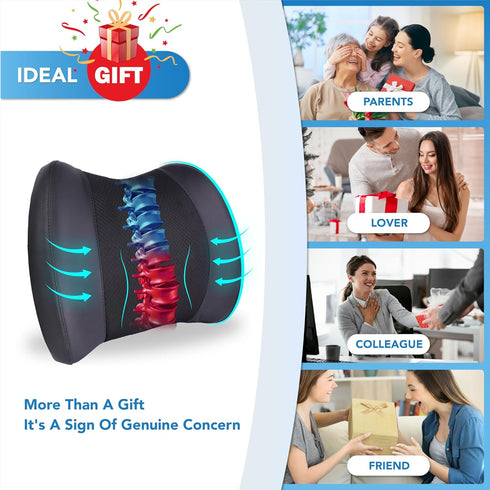 Seat Cushion & Lumbar Support - Ergonomic Memory Foam Pillows for Sciatica & Back Pain Relief - Comfort for Driving