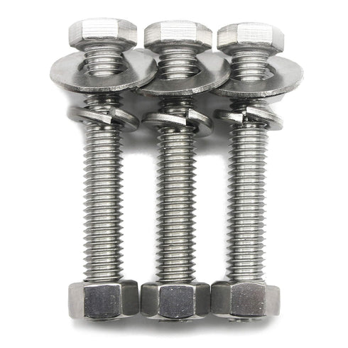(10 Sets) 1/4-20x2 Stainless Steel Hex Head Screws, Bolts, Nuts, Flat & Lock Washers, 18-8 (304) S/S, Fully Threaded by