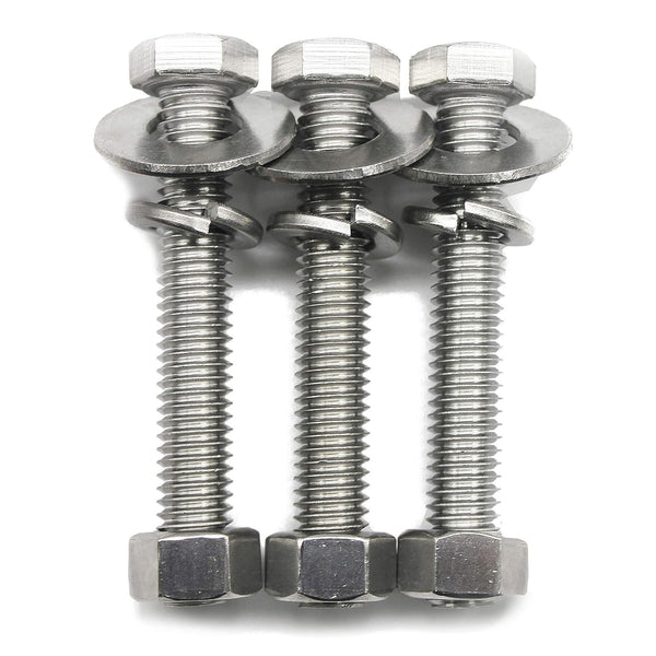 (10 Sets) 1/4-20x2 Stainless Steel Hex Head Screws, Bolts, Nuts, Flat & Lock Washers, 18-8 (304) S/S, Fully Threaded by