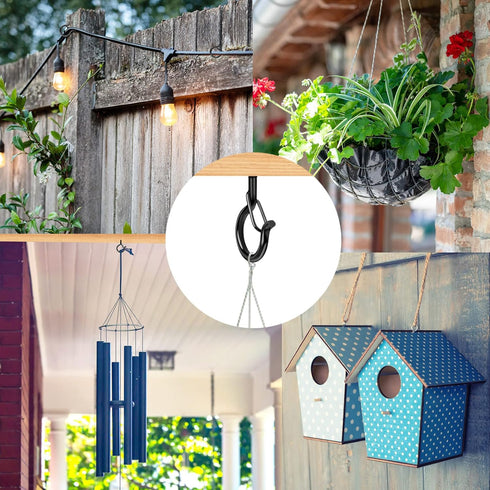FSAH 35 Q Hanger Pcs Screw-in Hooks for Outdoor String Lights, Swivel Hanging Basket Patio Light Hooks with Safe Buckle
