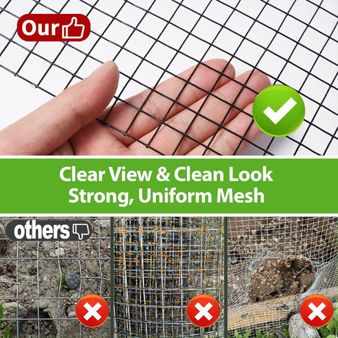 1/2 Inch 16in 50ft 19 Black Hardware Cloth x - Gauge Vinyl Coated Welded Wire Mesh Roll for Chicken Coop, Garden Fence