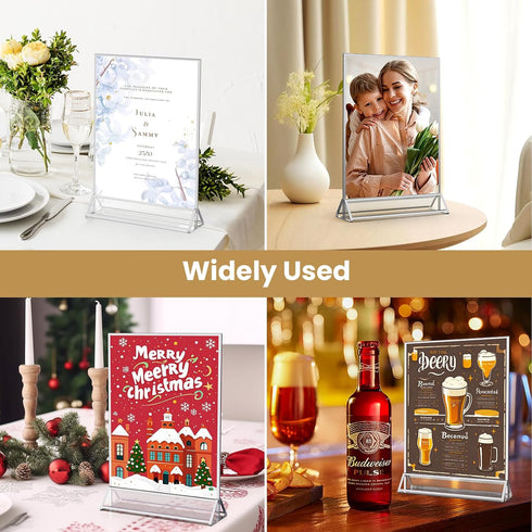 8.5X11 Removable-3 Pack Sliver Frames Double-Sided Acrylic Sign Holder Sliver Picture Frames Flyer Holder for Menu