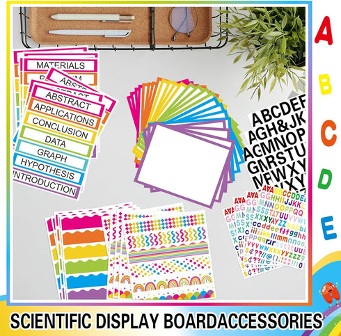 Aurtho 99 60 24 8 7 Pcs Science Fair Board Supplies Trim Scalloped Bulletin Board Borders Presentation Subtitles