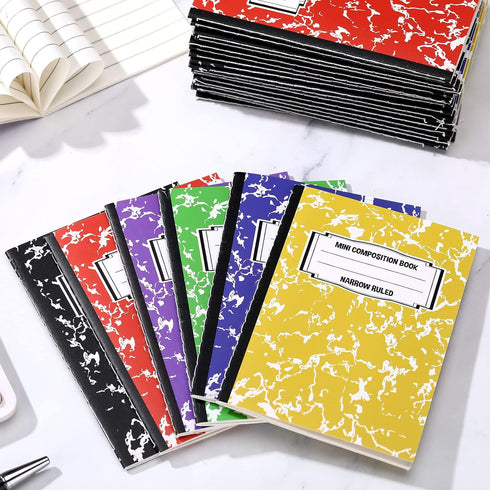 Mini Composition Notebook, Cute Marble Notebooks, Pocket Sized Journals, 24 Pieces for Kids, College, School, Office