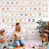 ZOIIWA 56 Pcs Retro Groovy Alphabet and Number Bulletin Board Set, Educational Cards for Kids Classroom Decor