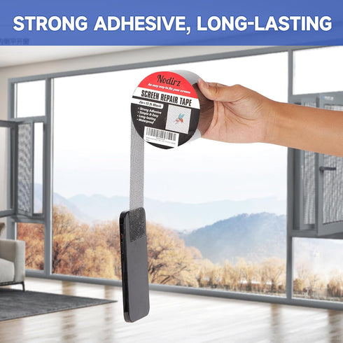 Window Screen Repair Tape, Strong Adhesive Kit for Windows or Doors, Mesh Repair (Black, 15 FT)