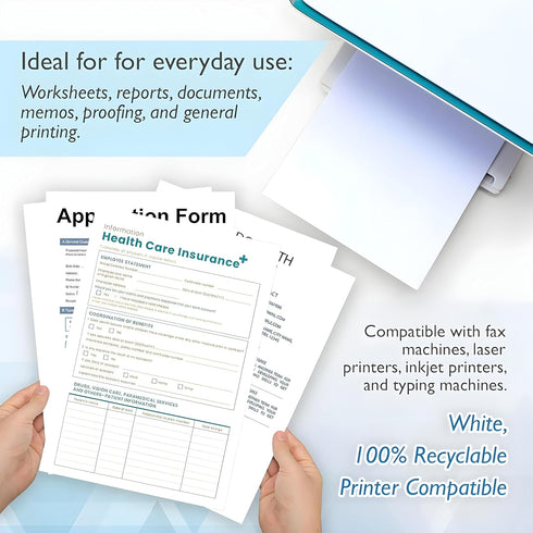 80 8.5" 11" 20 LB (75 Sheets x White Multipurpose Paper, gsm) Copy, Fax & Laser Compatible Everyday Office, School
