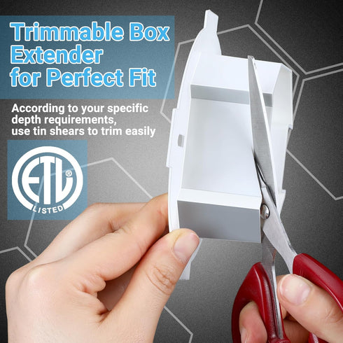2 Pcs Ceiling Box Extender, Round Electrical Box Extender 4.35 Inch x 1.5 Inch Plastic for 3.5 Inch 4 Inch Boxes, White