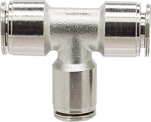 1/4 Push To Connect Tee, Nickel Plated Brass Union Tee Tube Fittings, 2 Pack for Efficient Air Flow