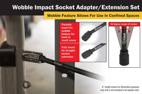 Titan 6-Pc Impact Wobble Adapter Set - Model 49036 for Versatile Socket Use