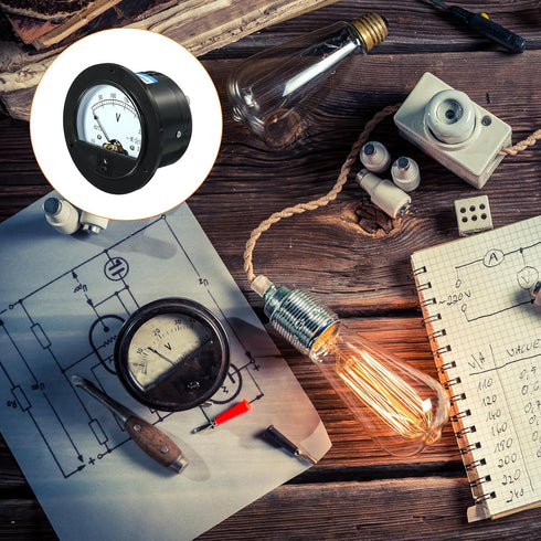 YOKIVE Analog Panel Voltmeter, AC 0-250V Measuring Gauge, Great for Circuit Testing (Clear, Black, Round)