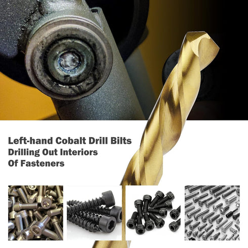 10-Piece Screw Extractor and Left Hand Drill Bit Set, Bolt Extractors for Removing Broken Studs, Bolts, Socket Screws,