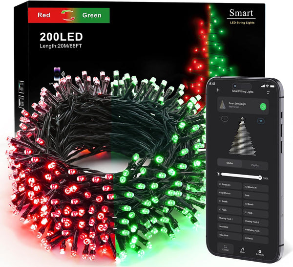 Brizled Smart Red Valentine String Lights/Green St. Patrick's Day Lights, 66FT 200