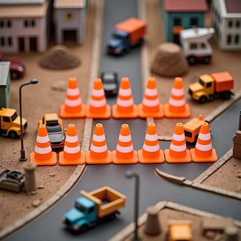 JJLFresheners 14 Pcs Miniature Road Cone Orange Mini Traffic Cones Plastic Sign Road Cone Toy Roadblock Cone Sign Model