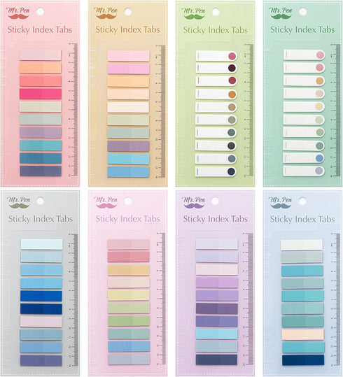 Mr. Pen Sticky Tabs, 1600 Pcs Colorful Transparent Book Tabs, Page Markers for Annotating Books