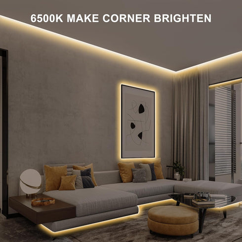 Olaholii 16.4ft 2700K Ra93+ Dimmable COB Led Strip Light with Remote, Bright Warm White Led COB Strip Light, White Led