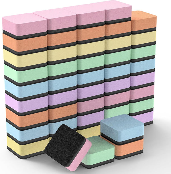 MaxGear Whiteboard Eraser, 48 Pack Magnetic Dry Erase Erasers, Bulk for Classroom, Office, Home (6 Pastel Color Set)