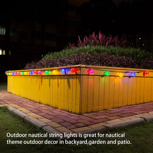 Nautical Lights String Plug in, 10 LED Buoy String Lights for Tiki Bar Decorations, Coastal Beach Theme for Outdoor
