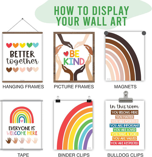 Hadley Designs Diversity Posters for Classroom Elementary, Inclusive Everyone Is Welcome Decor, Rainbow Multicultural