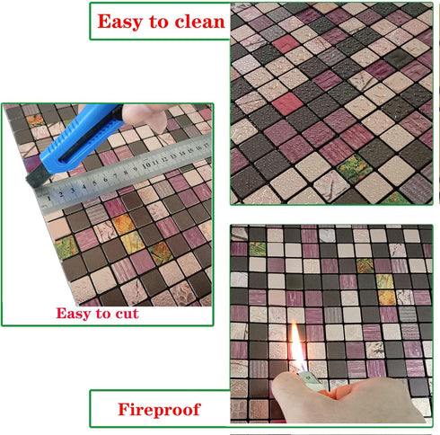 XUANINY 10-Sheet Peel and Stick Backsplash Tiles for Kitchen, Bathroom, Fireplace, Self Adhesive Metal Aluminum Mosaic