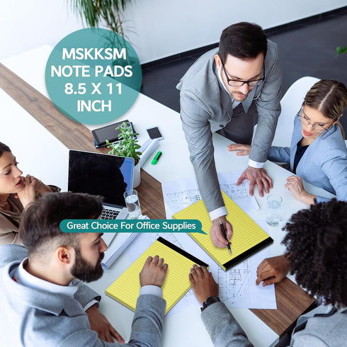 Legal Pads 8.5 x 11, 3 Pack Yellow Note Pads, Wide Ruled Notepads, 30 Sheets Per Notepad for School Office
