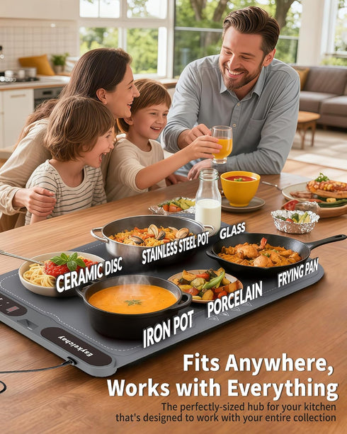 ESYKEICHAY 24"x16" 7-Level 8h Warming Mat for Food with Roll-Up & Hangable Design, Electric Silicone Food Warmer Trays