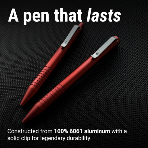 Everyman Grafton Mini Twist Refillable 0.7mm Ball Point Pen, Crimson, Sleek Anodized Aluminum Pocket Pen for Office