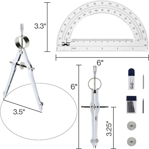 Mr. Pen Protractor and Compass Set for Geometry - Math Compass and Protractor Tools for School Supplies