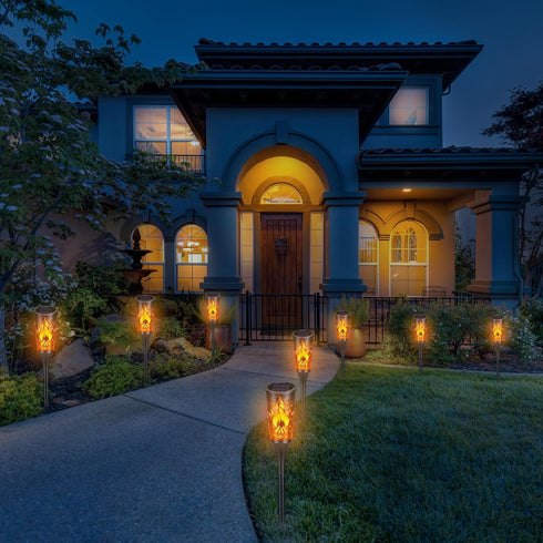 6 Pack IP65 Toodour Solar Lights Outdoor, Solar Torch Lights with Flickering Flame, Waterproof Yard Lights Landscape