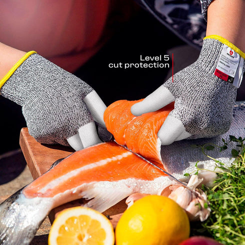 NoCry Kids Cut Resistant Gloves with 3 Reinforced Fingers - 100% Food Grade Kids Cooking Gloves with Level 5 Protection - Lightweight, Ambidextrous and Machine Washable Knife Gloves