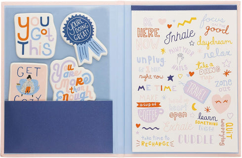 WORLD TRAVELER Free Period Press Sticker Book Folio - “Self Care Stickers” Hardcover Sticker Pad with Puffy Stickers,