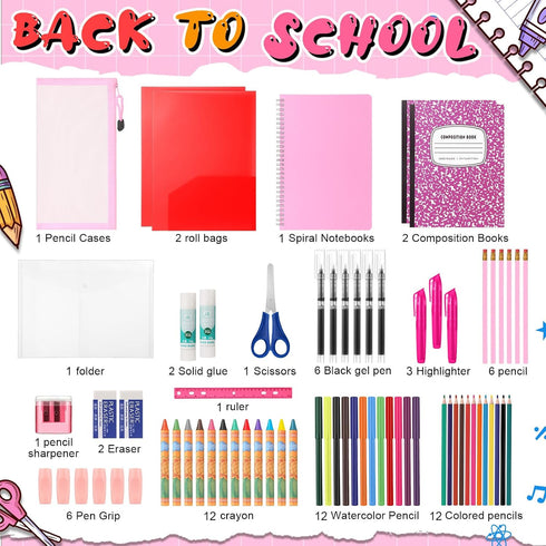 Gilprop 39 Pcs Back to School Supplies Essentials Bundle Include Pencils Scissors Ruler Eraser Crayon Sharpener