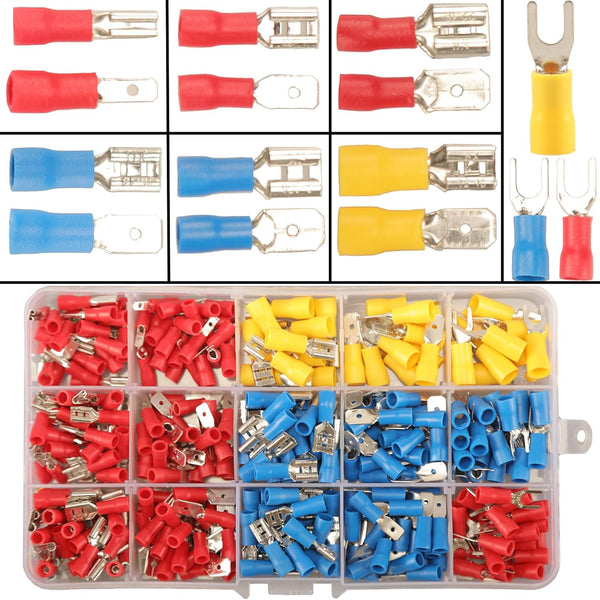 330PCS Crimp Connectors, 2.8mm 4.8mm 6.3mm Male and Female Spade Connector Kit, 15 Types