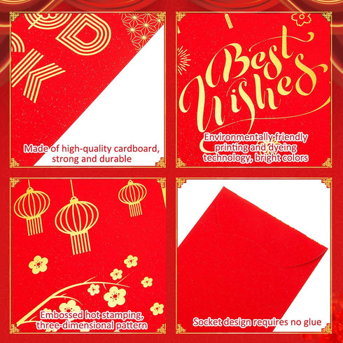 Henoyso Chinese Red Envelopes, 36 Pack, 3.5 x 6.7'' CNY Red Pocket Envelopes for New Year Celebrations