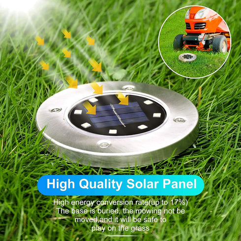 8-LED Bulbs (Set 4) Bell+Howell Disk Lights Deluxe Super Bright Solar-Powered Auto On/Off Outdoor Lighting, Waterproof