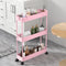 SPACELEAD Slim Storage Cart, 3 Tier Bathroom Rolling Utility Organizer, Mobile Shelving Unit, Pink