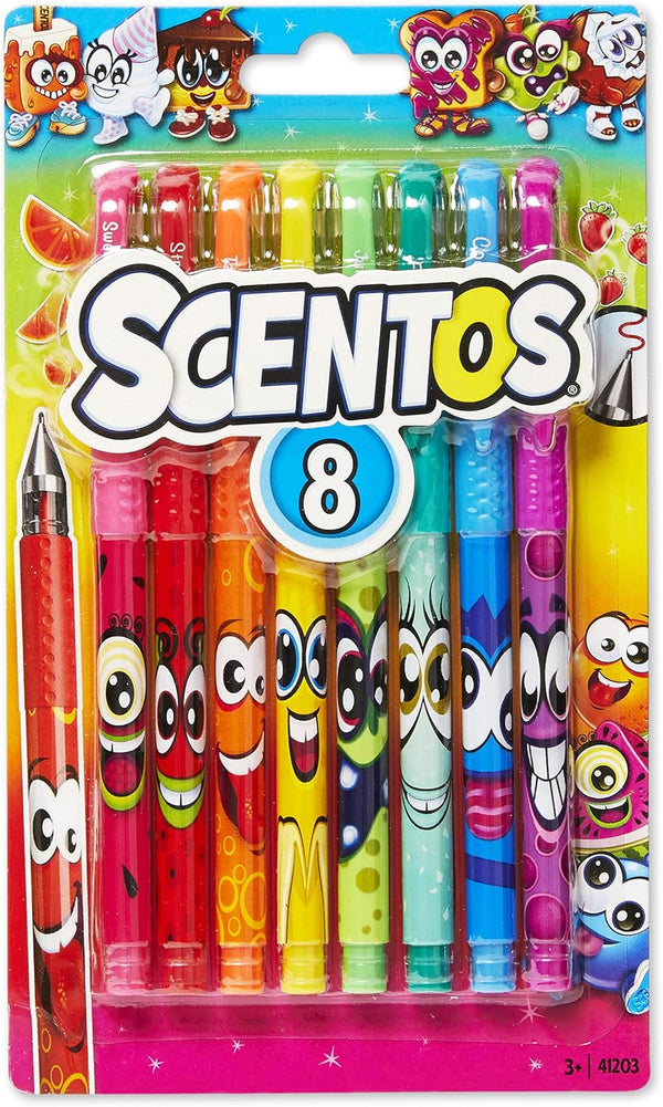 Scentos Scented Gel Pens for Kids - Fine Point Assorted Colorful Pens - 8 Count Set for Ages 3 and Up (Rainbow)