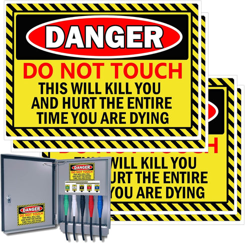 Do Not Touch Stickers "DO NOT Touch" Danger Warning Labels, 5 x 7 Inch Electrical Shock Hazard Vinyl Decals