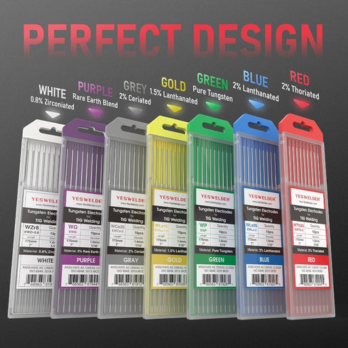 YESWELDER 2% Lanthanated TIG Welding Tungsten Electrode, Assorted-size 5pk 1/16" & 5pk 3/32" (Blue, WL20/EWLa-2)