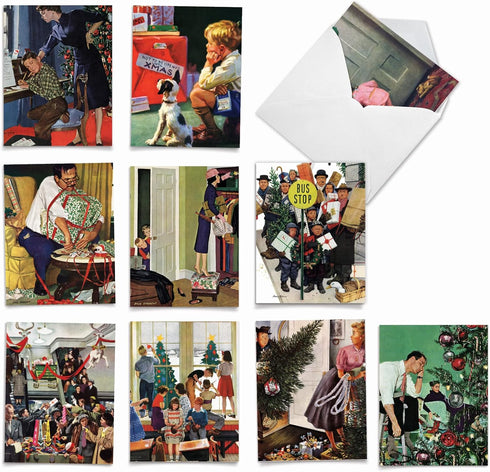 The Best Card Company Variety Pack of 10 Retro Christmas Greeting Cards, Humor Holiday Assortment