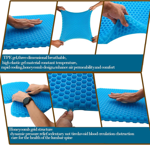 Large Gel Seat Cushion for Long Sitting, 17.7 x 17.7 inches, Soft & Breathable Non-Slip Cover for Chair