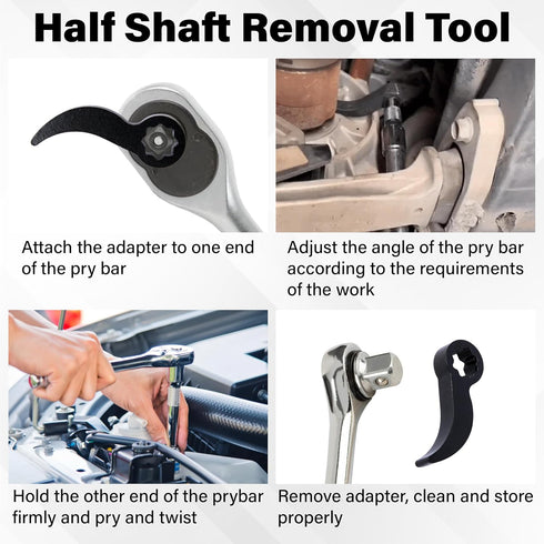 Sixzoo 1/2" 1/2 Pry Bar Wrench Adapter Head for Drives, Horn Type Half Shaft Removal Tool, Heavy-Duty Crowbar Adapter