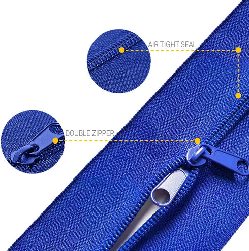 ZIP-UP Cloth Zipper Door - 84" x 3" Peel & Stick Dust Barrier Zipper with Self Adhesive Backing - Twin Pack