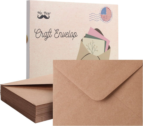 Mr. Pen Kraft Envelopes, 39 Pack, 5 x 7 Inch A7 Brown Card Envelopes, Invitation and Postcard Envelopes
