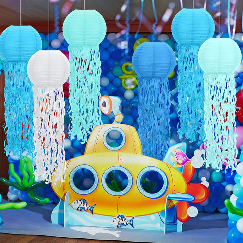 12 Retisee Pcs Hanging Jellyfish Paper Lanterns Under The Sea Ocean Party Decorations Jelly Fish Decor for Mermaid