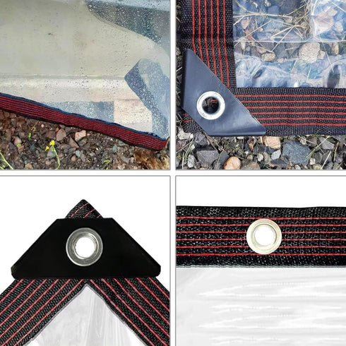 8x10FT-2PCS Grommets Clear Tarp - Heavy Duty Waterproof Plastic Tarps with Clear Vinyl Tarps for Outdoor Porches