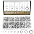 487 Pieces 304 Stainless Steel Lock Washers Assortment Kit, Kindroufly Split Lock Washers, 10 Sizes, 1/2" 3/8" 5/16"