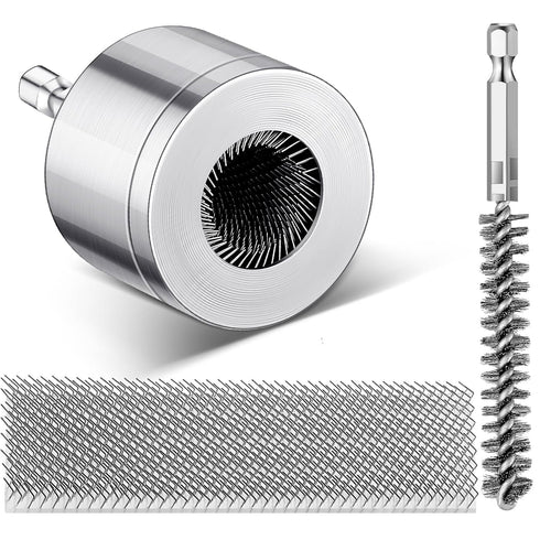 Pasimy 1/2'' Copper Tube Pipe Cleaner Brush Kit with Stainless Steel Bore Brush for Power Drill Cleaning
